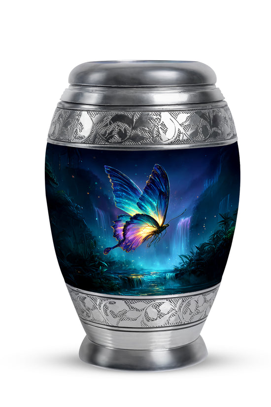 Personalized Blue Butterfly Cremation Urns for Ashes - Peaceful 10-inch - Yatskia