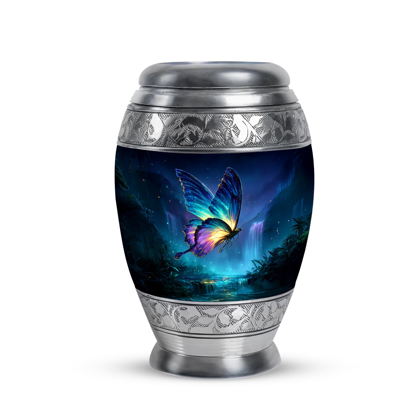 Personalized Blue Butterfly Cremation Urns for Ashes - Peaceful 10-inch - Yatskia