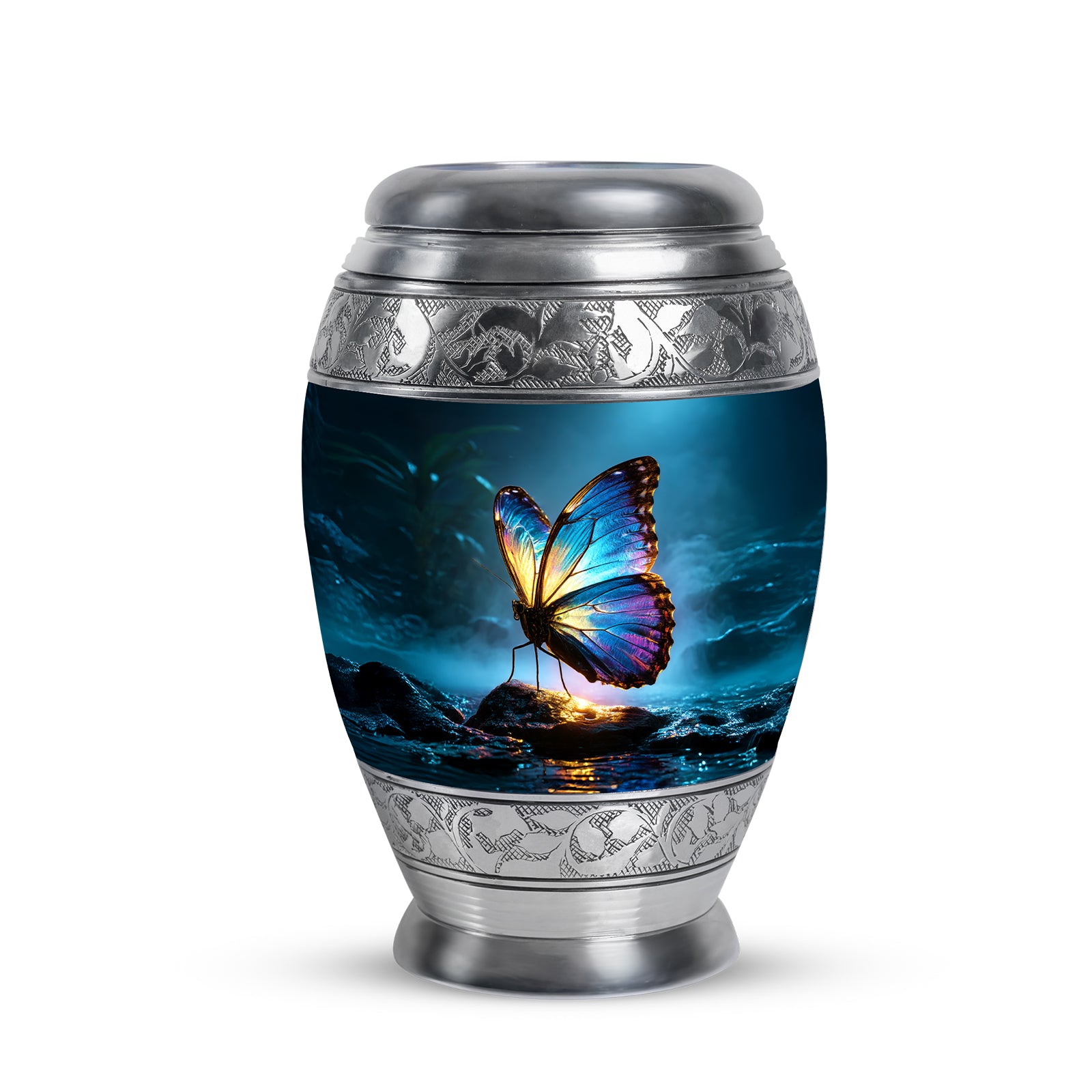 Blue Beloved Butterfly Cremation Urns for Human Ashes - 10-inch, 200 cu in - Yatskia