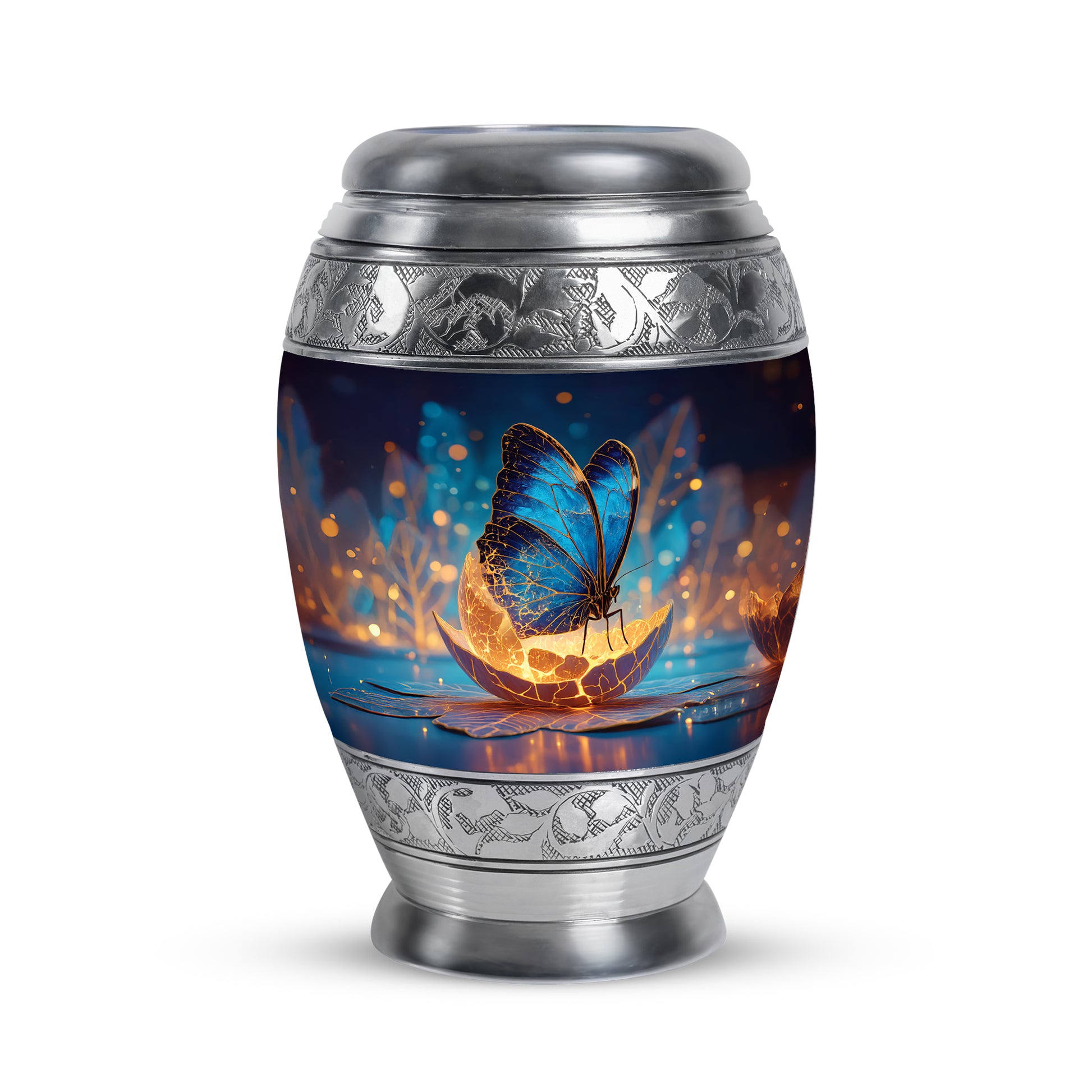 Blue Treasured Butterfly Cremation Urns for Human Ashes - 10-inch, 200 cu in - Yatskia