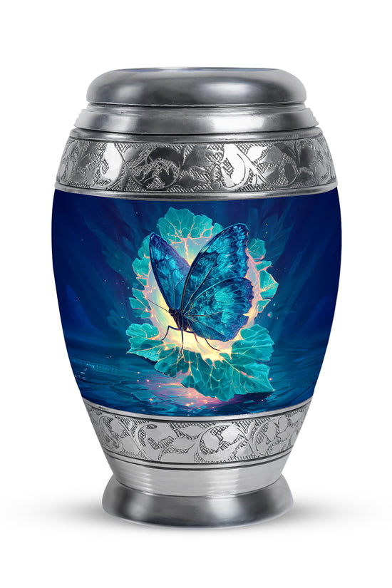Personalized Butterfly Cremation Urns - Soothing Blue 10-inch, 200 cu in - Yatskia