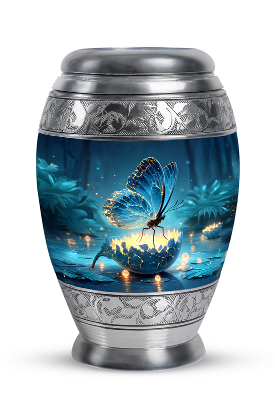 Ethereal Butterfly Memorial Cremation Urns - Blue 10-inch, 200 cu in - Yatskia