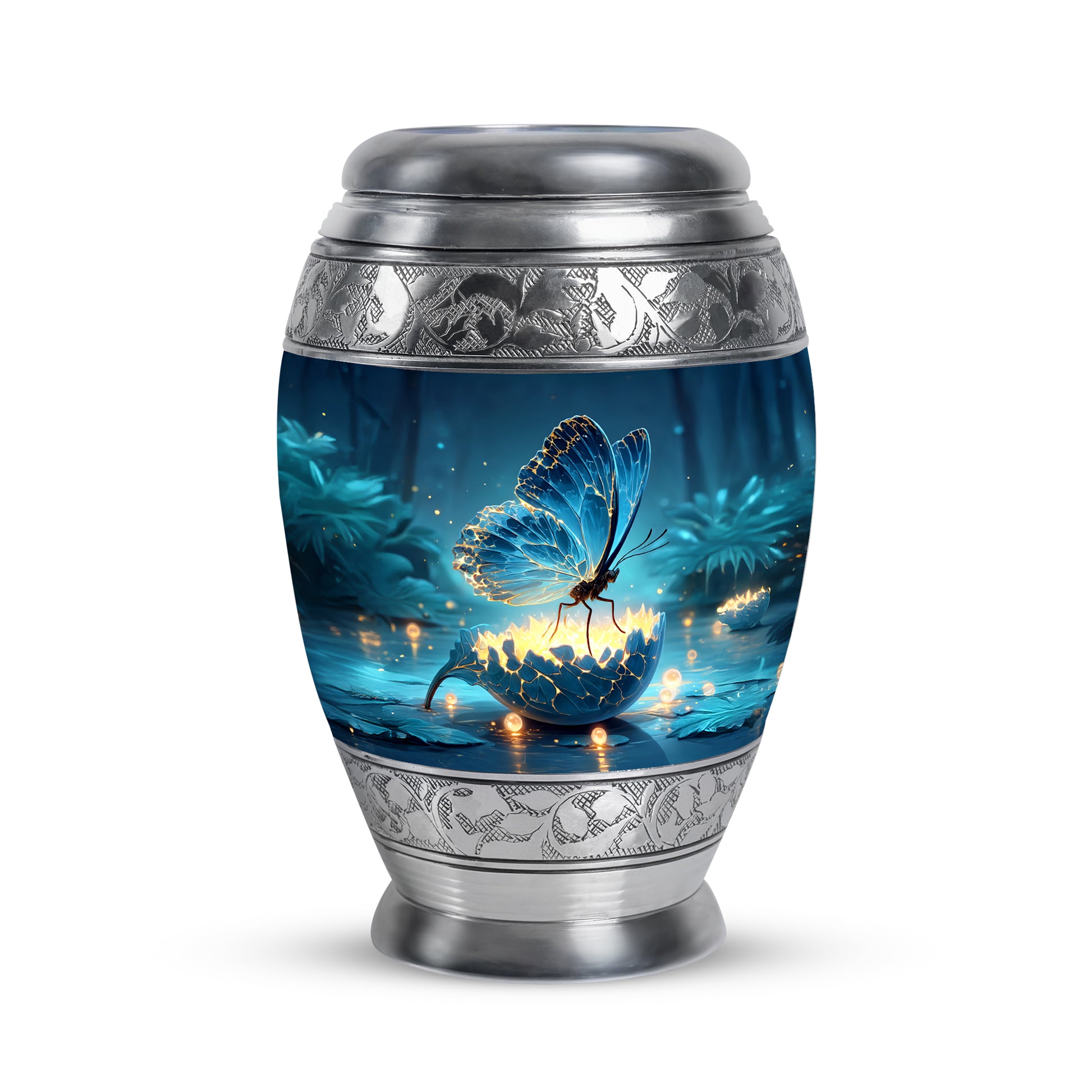 Ethereal Butterfly Memorial Cremation Urns - Blue 10-inch, 200 cu in - Yatskia