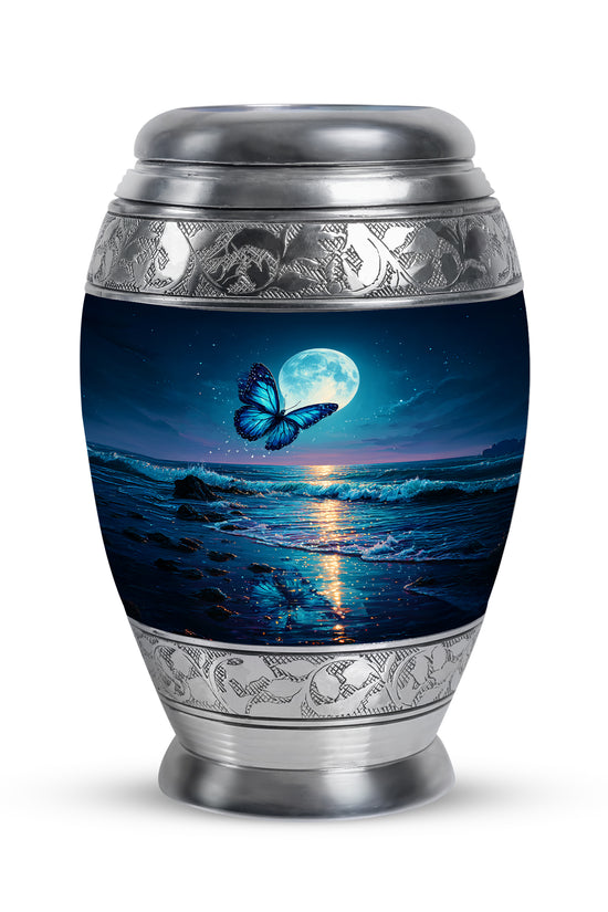 Blue Beloved Butterfly Cremation Urns for Human Ashes - 10-inch, 200 cu in - Yatskia