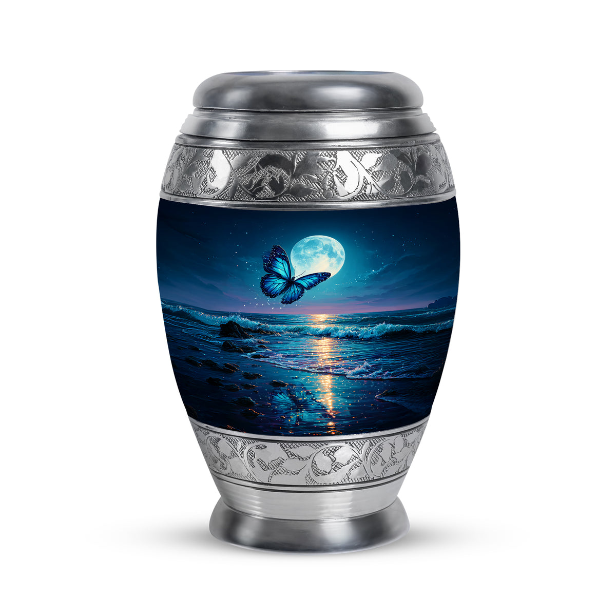Blue Beloved Butterfly Cremation Urns for Human Ashes - 10-inch, 200 cu in - Karyliz