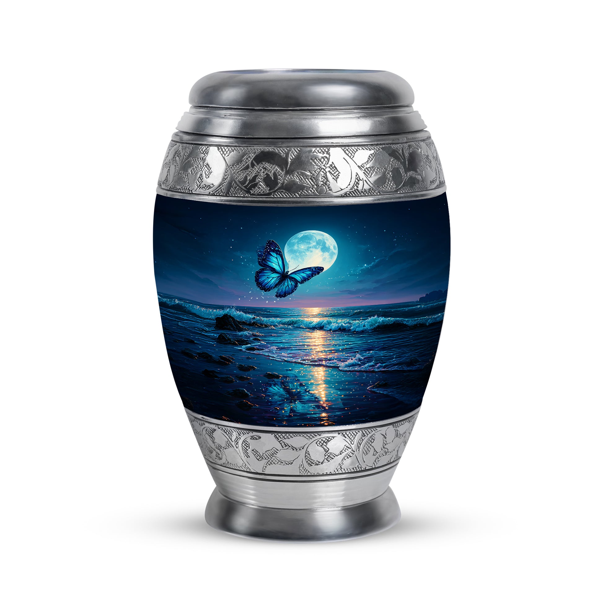 Blue Beloved Butterfly Cremation Urns for Human Ashes - 10-inch, 200 cu in - Yatskia