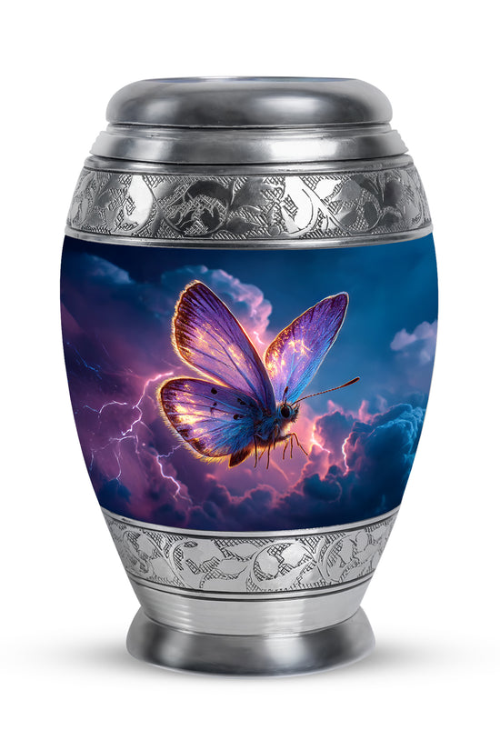 Blue Butterfly Cremation Urns - Imperial Promise 10-inch, 200 cu in - Yatskia