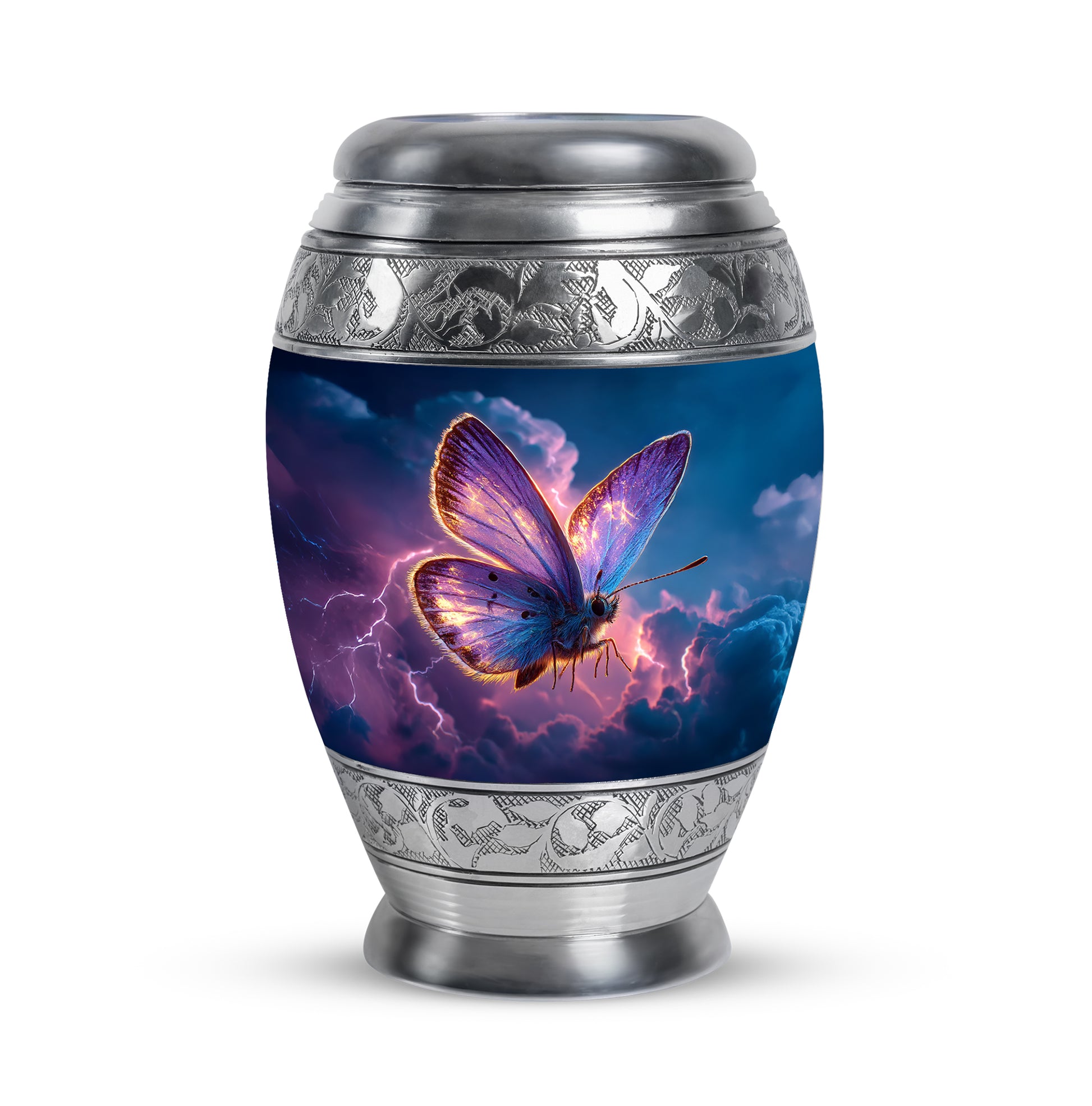 Blue Butterfly Cremation Urns - Imperial Promise 10-inch, 200 cu in - Yatskia