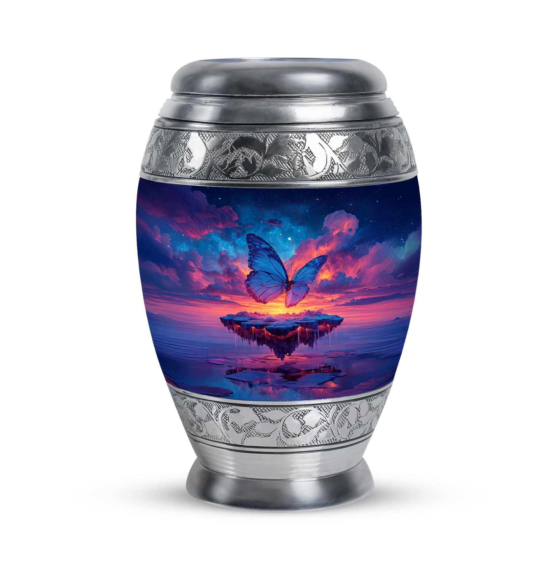 Blue Butterfly Keepsake Cremation Urns for Human Ashes - 10-inch, 200 cu in - Yatskia