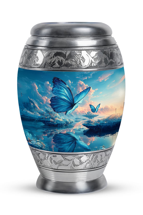 Personalized Butterfly Cremation Urns - Wondrous Blue 10-inch, 200 cu in - Yatskia