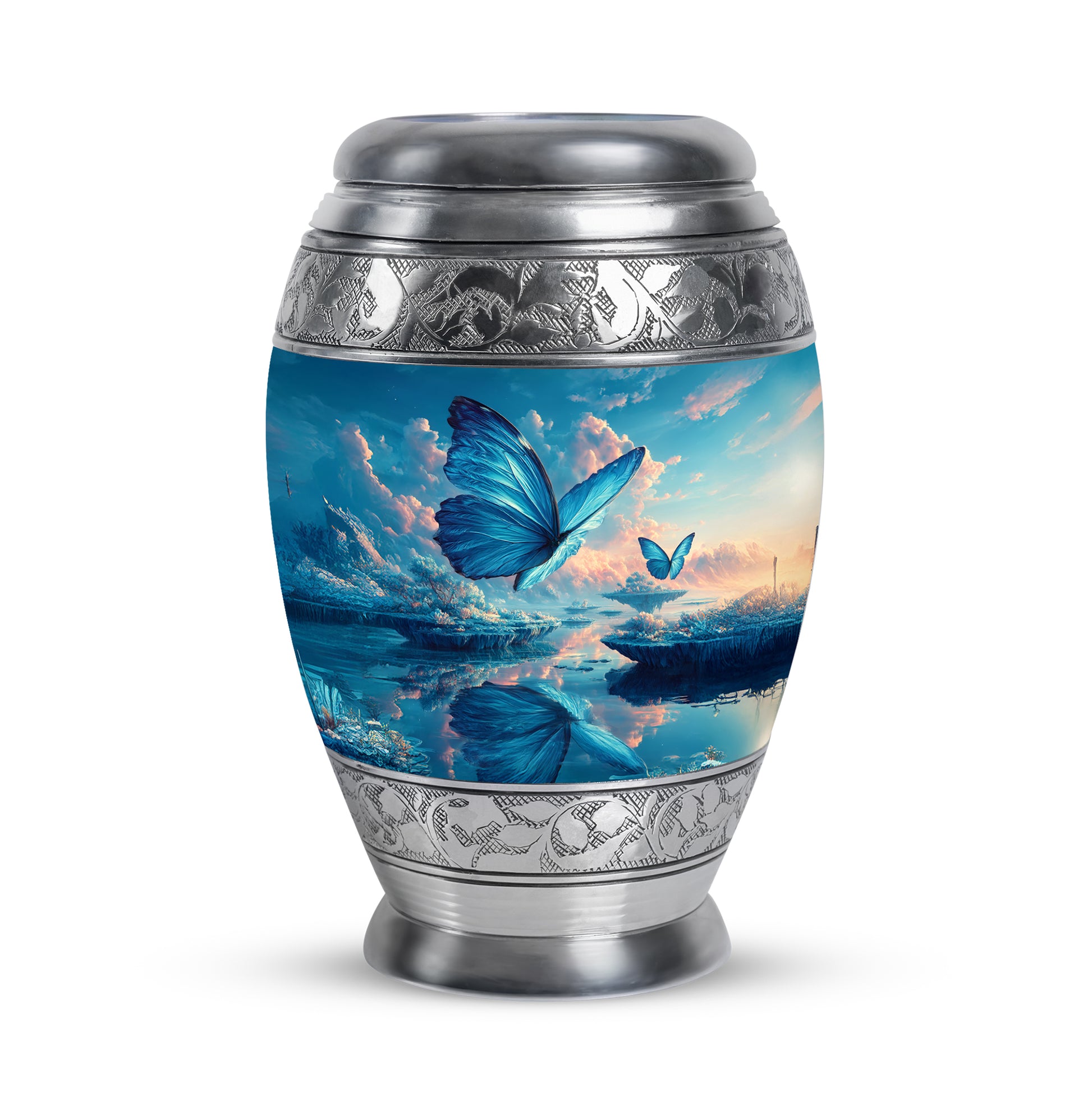 Personalized Butterfly Cremation Urns - Wondrous Blue 10-inch, 200 cu in - Yatskia