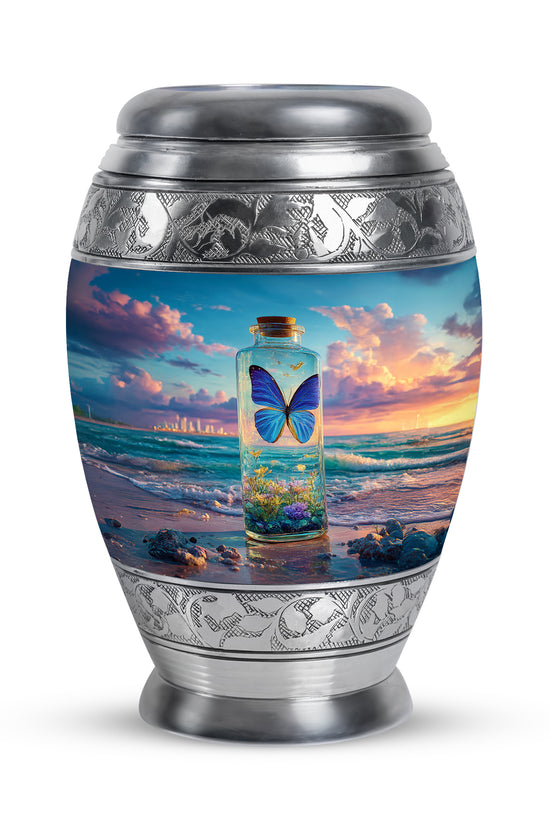 Remarkable Butterfly Memorial Cremation Urns - Blue 10-inch, 200 cu in - Yatskia