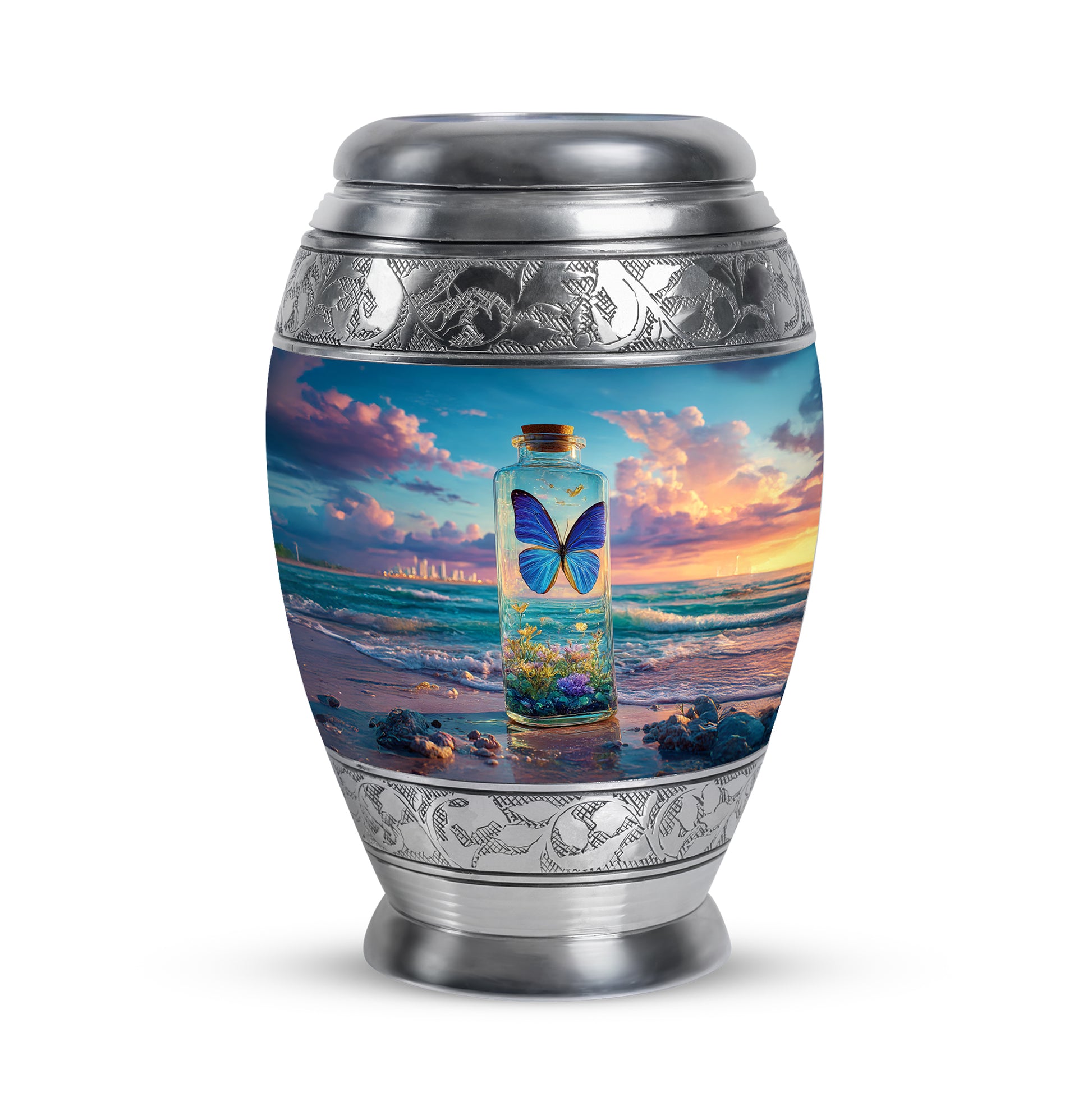 Remarkable Butterfly Memorial Cremation Urns - Blue 10-inch, 200 cu in - Yatskia