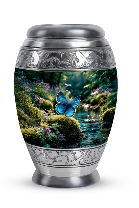 Green Butterfly Dedication Cremation Urns for Human Ashes - 10-inch, 200 cu in - Yatskia