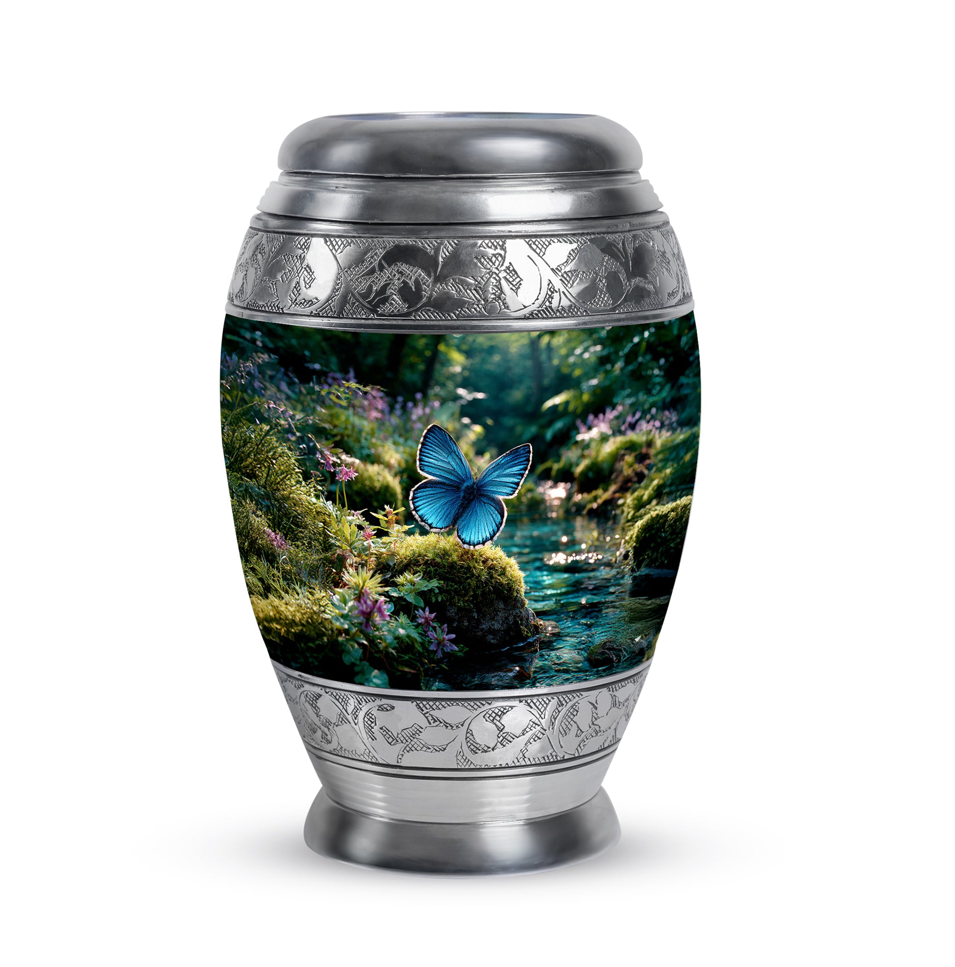Green Butterfly Dedication Cremation Urns for Human Ashes - 10-inch, 200 cu in - Yatskia