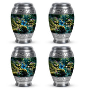 Hunter Green Butterfly Cremation Urn urn with complimentary velvet bag - royal butterfly engraving with decorative scrollwork - 10 inch aluminum urn for cremated remains