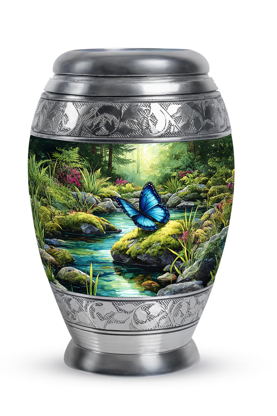 Green Beloved Butterfly Cremation Urns for Human Ashes - 10-inch, 200 cu in - Yatskia