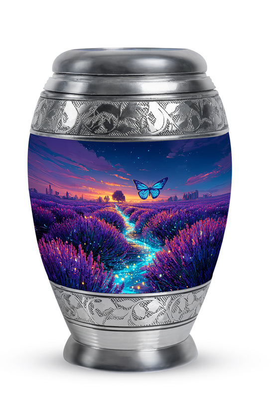 Blue Venerable Butterfly Cremation Urns for Human Ashes - 10-inch, 200 cu in - Yatskia