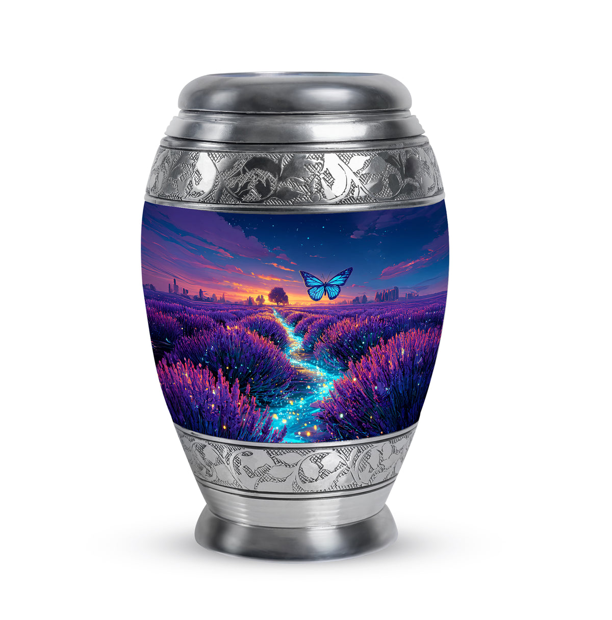 Blue Venerable Butterfly Cremation Urns for Human Ashes - 10-inch, 200 cu in - Karyliz