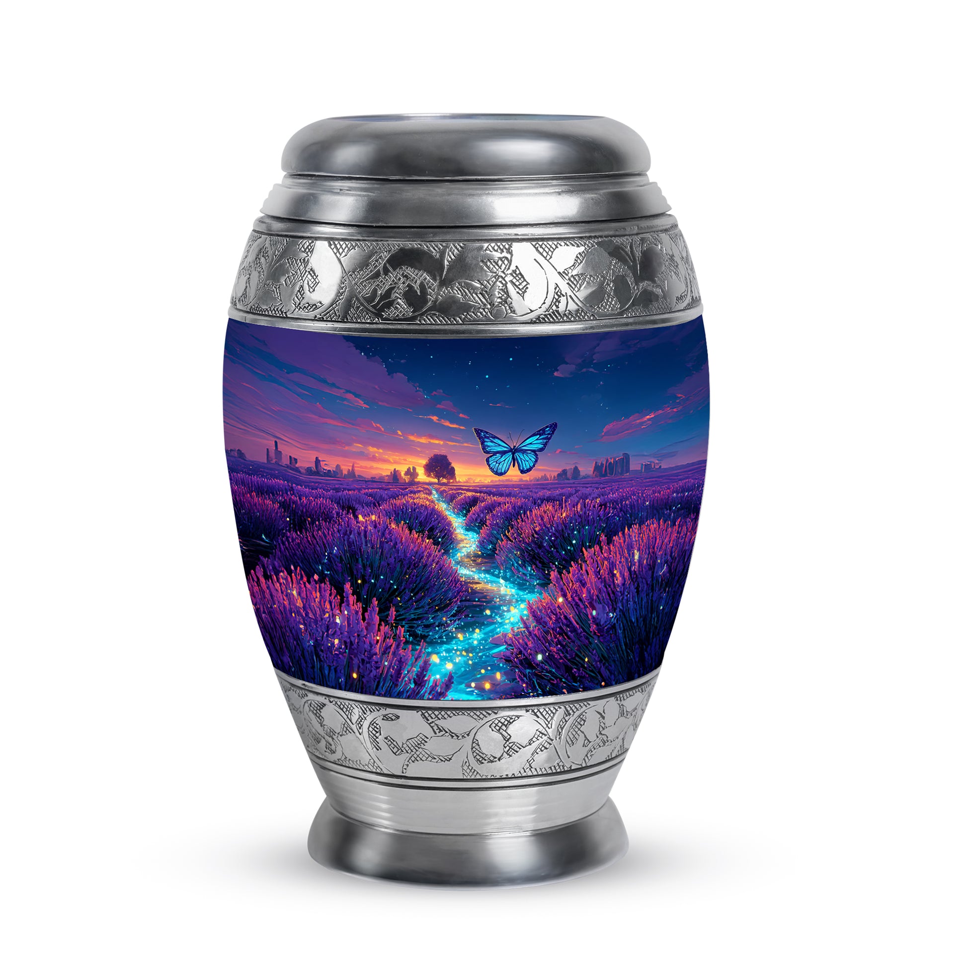 Blue Venerable Butterfly Cremation Urns for Human Ashes - 10-inch, 200 cu in - Yatskia