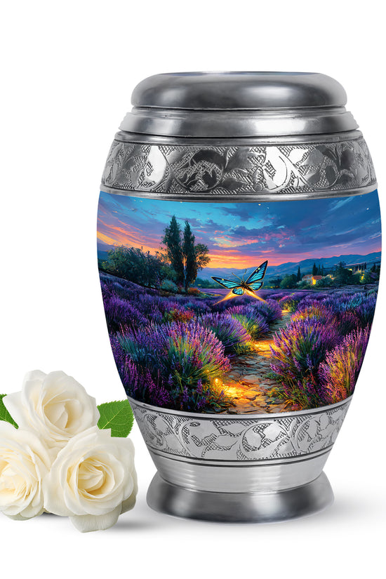 Blue Butterfly Memorial Cremation Urns for Human Ashes - 10-inch, 200 cu in - Yatskia