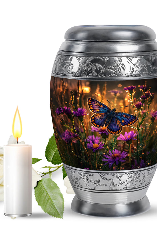 Gold Butterfly Memorial Cremation Urns for Human Ashes - 10-inch, 200 cu in - Yatskia