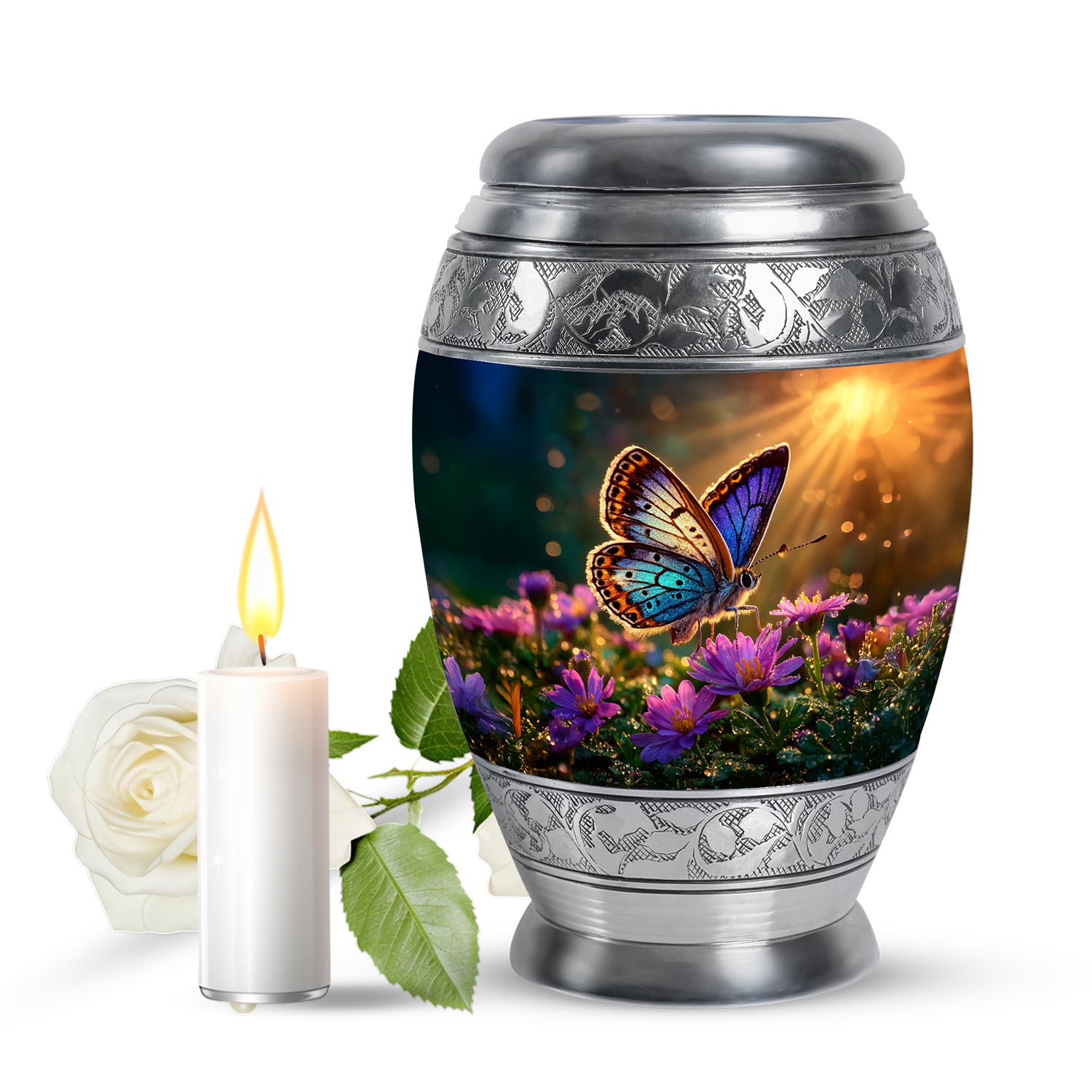 Blessed Butterfly Cremation Urns for Human Ashes - Gold 10-inch - Yatskia