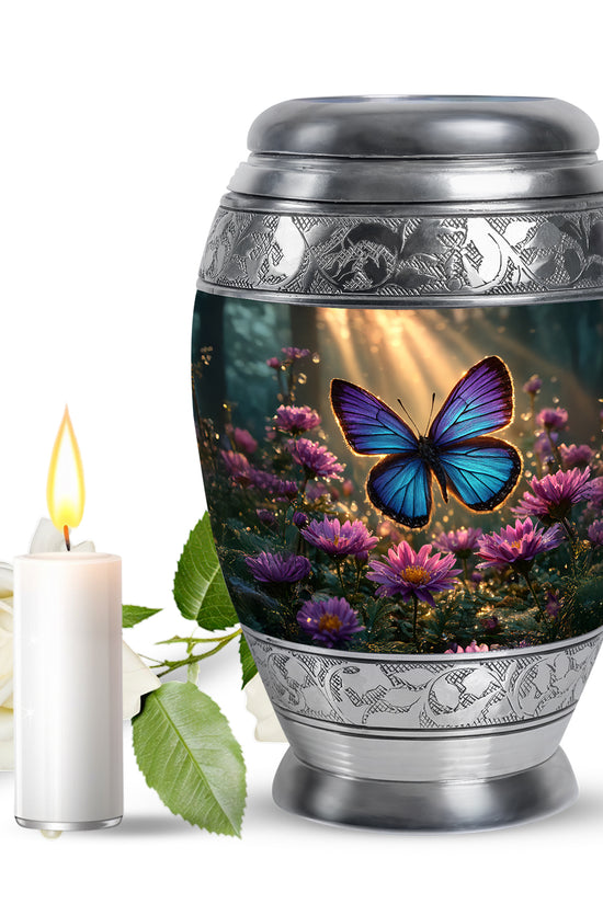 Gold Breathtaking Butterfly Memorial Urn for Ashes - 10-inch, 200 cu in - Yatskia