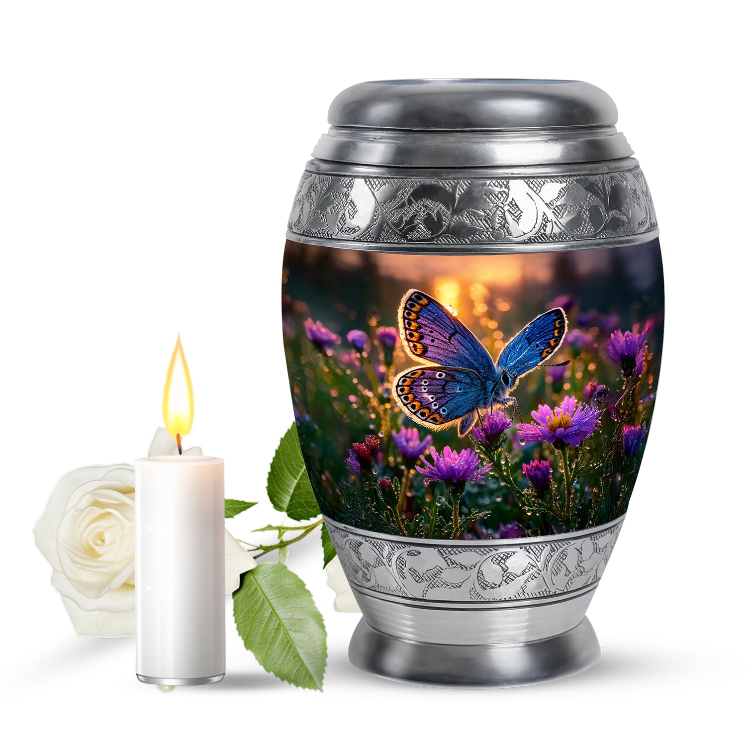 Personalized Eternal Butterfly Cremation Urns - Gold 10-inch, 200 cu in - Yatskia