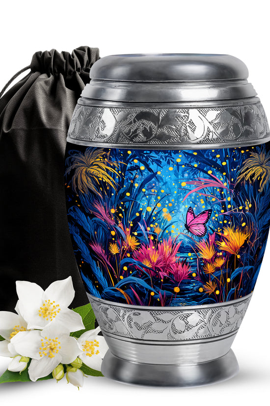 Pink Butterfly Cremation Urn - Bueatiful Forest Memorial Urn For Adult Ashes