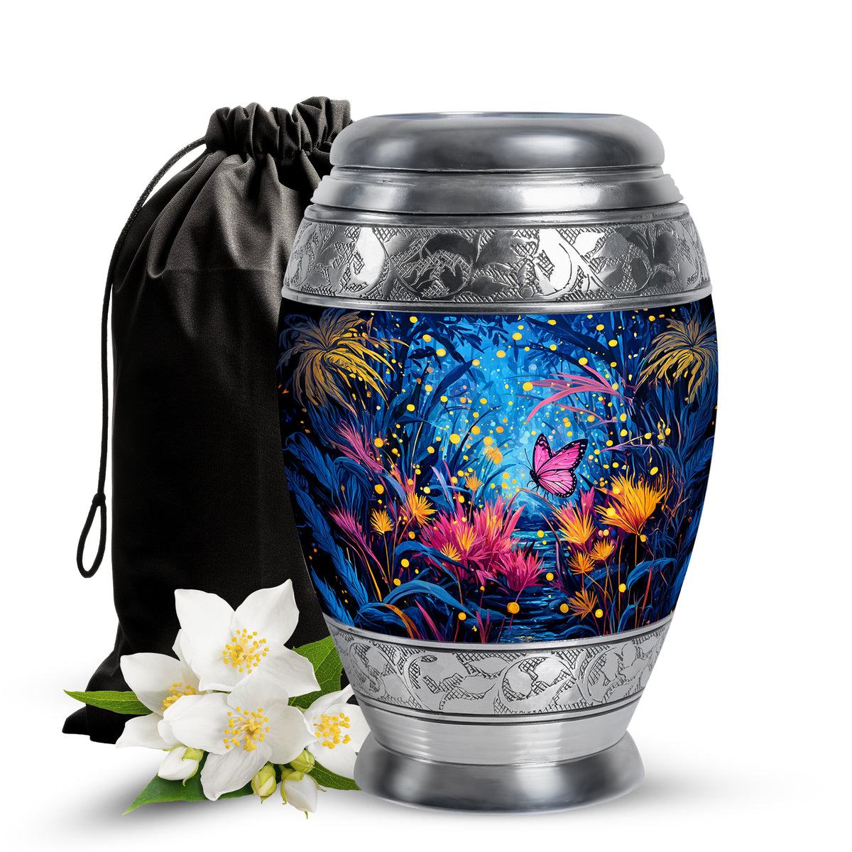 Pink Butterfly Cremation Urn - Bueatiful Forest Memorial Urn For Adult Ashes