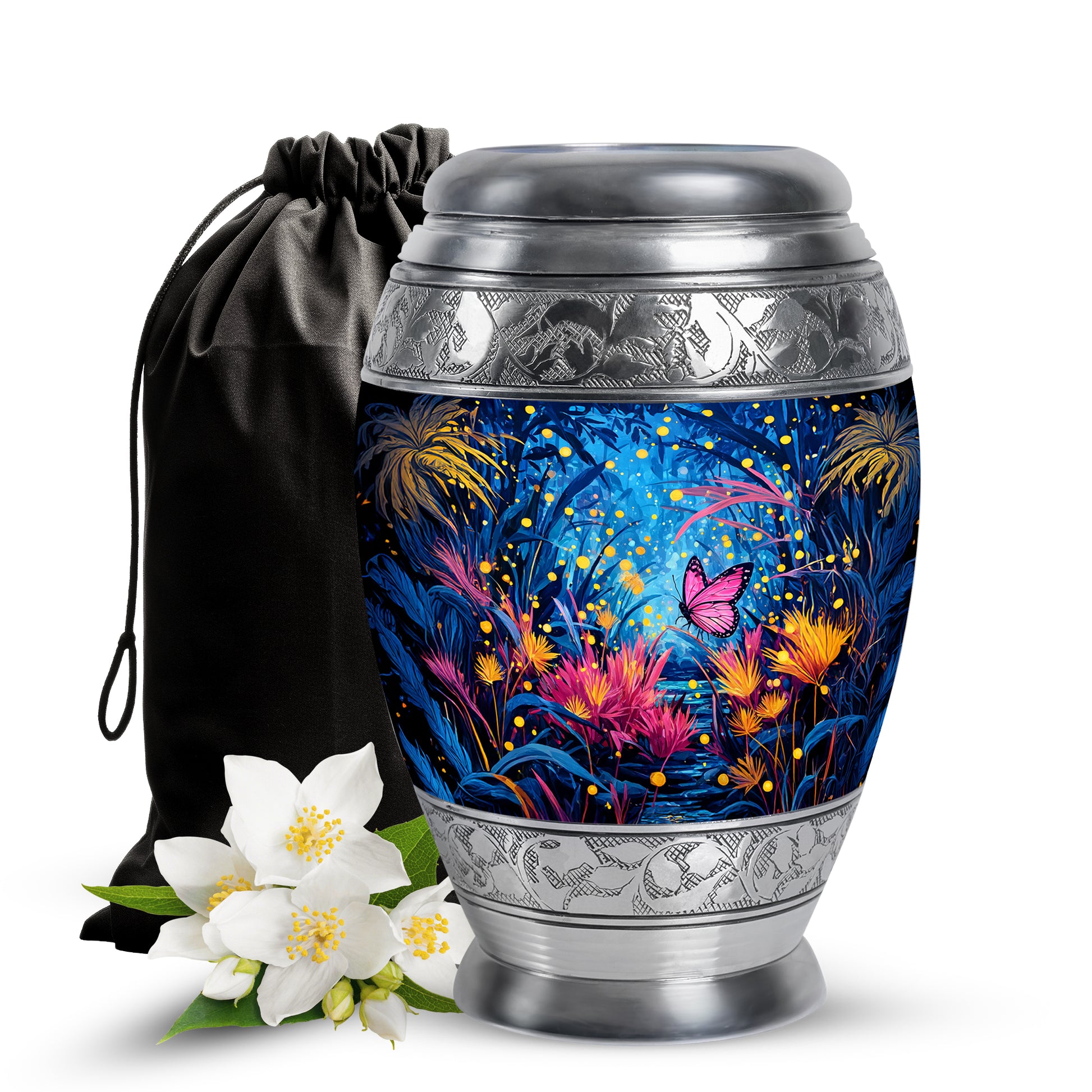 Pink Butterfly Cremation Urn - Bueatiful Forest Memorial Urn For Adult Ashes