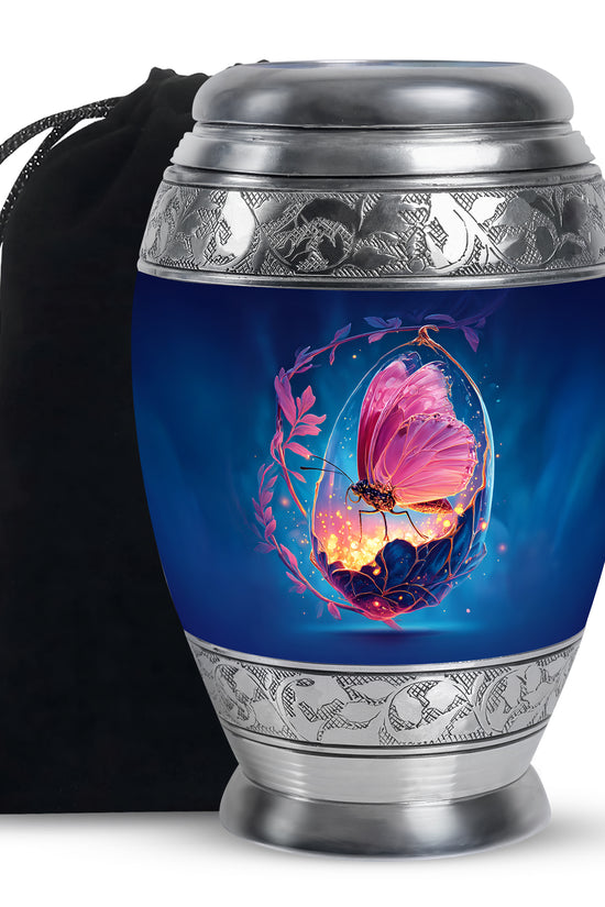 Mystic Butterfly Creamtion Urn - Large Memorial Urn For Human Ashes
