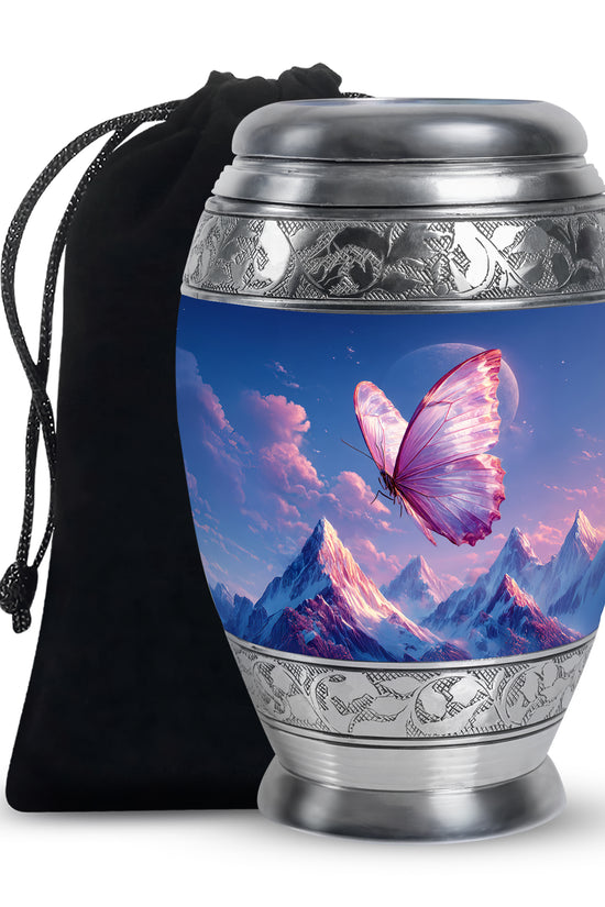 Butterfly Cremation Urn - Beautiful Mountain Funeral Urn For Ashes