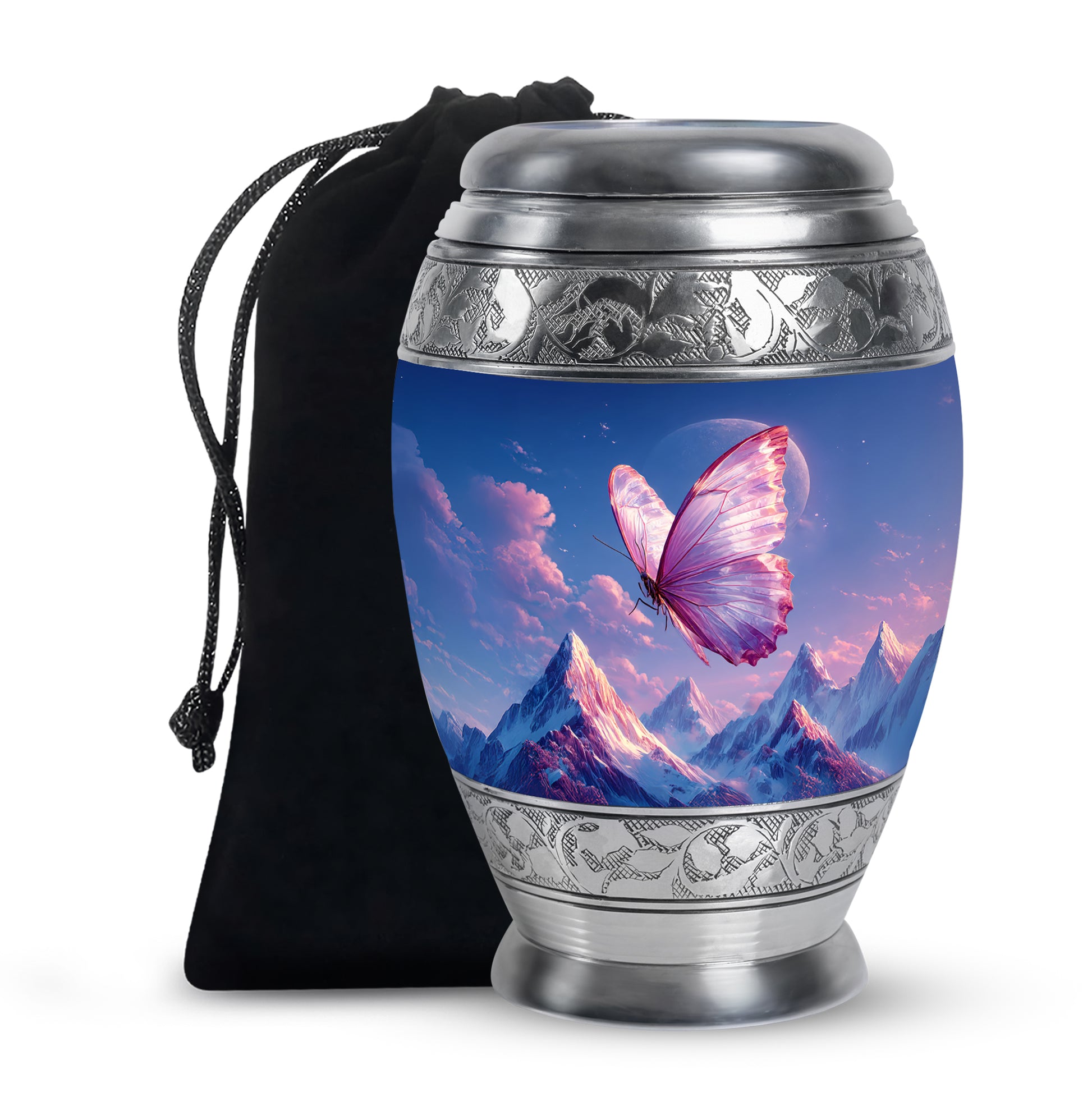 Butterfly Cremation Urn - Beautiful Mountain Funeral Urn For Ashes