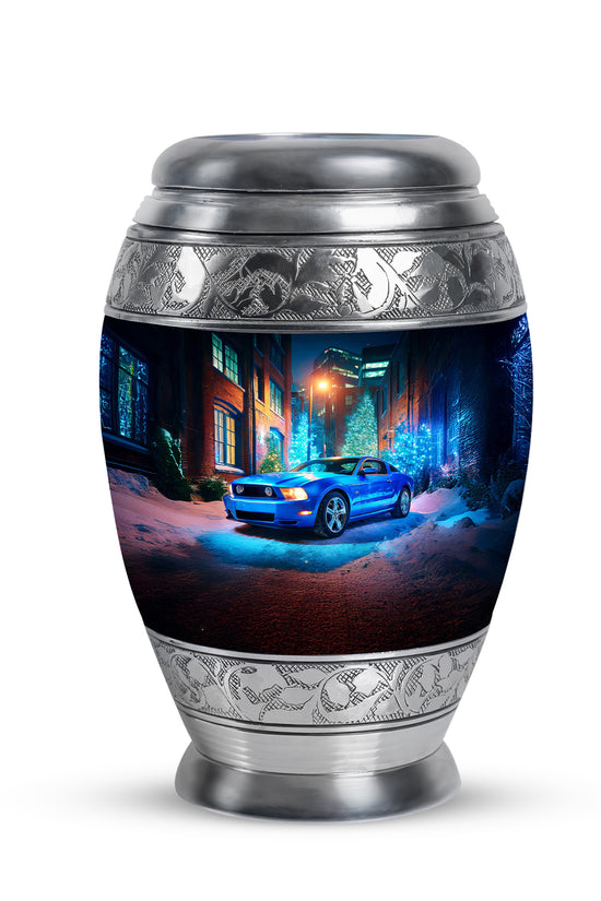 Personalized Seraphic Car Cremation Urns - Blue 10-inch, 200 cu in - Karyliz