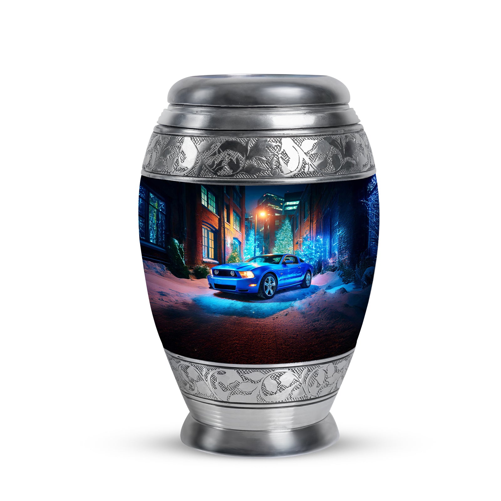 Personalized Seraphic Car Cremation Urns - Blue 10-inch, 200 cu in - Karyliz