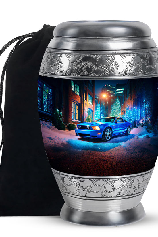 Blue Racing Car Memorial Urn - Race Car Cremation Urns For Ashes