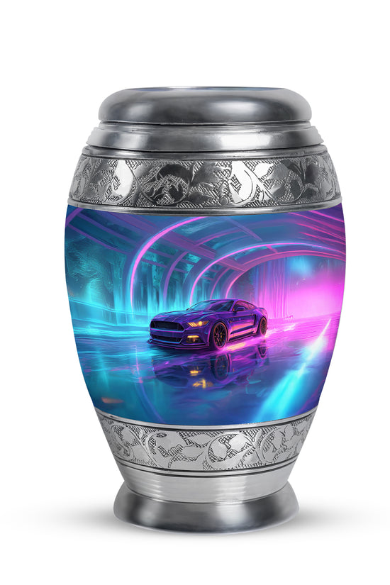 Personalized Blue Sovereign Car Cremation Urns for Human Ashes - 10-inch, 200 cu in - Karyliz
