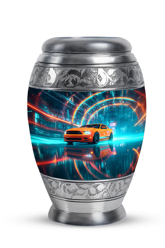 Dignified Blue Car Cremation Urn for Ashes - 10-inch, 200 cu in - Karyliz