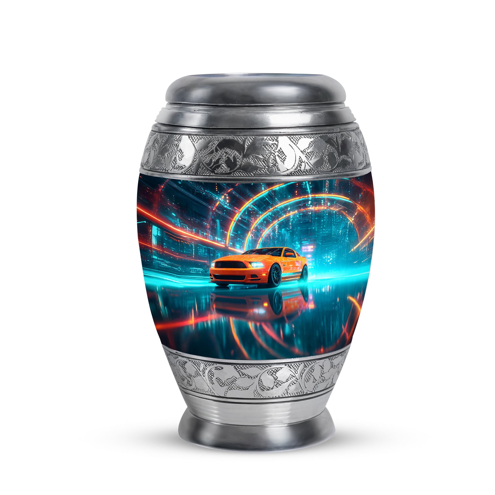 Dignified Blue Car Cremation Urn for Ashes - 10-inch, 200 cu in - Karyliz