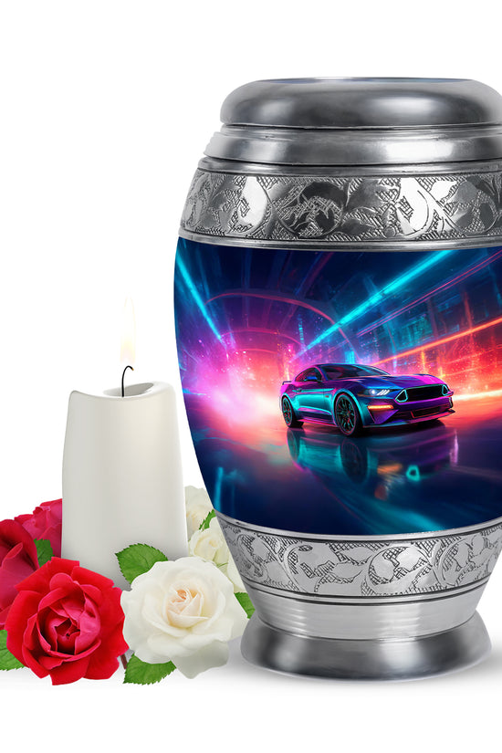 Personalized Refined Car Cremation Urns - Blue 10-inch, 200 cu in - Karyliz