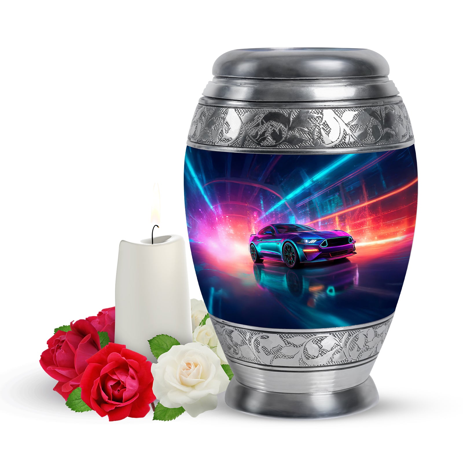 Personalized Refined Car Cremation Urns - Blue 10-inch, 200 cu in - Karyliz