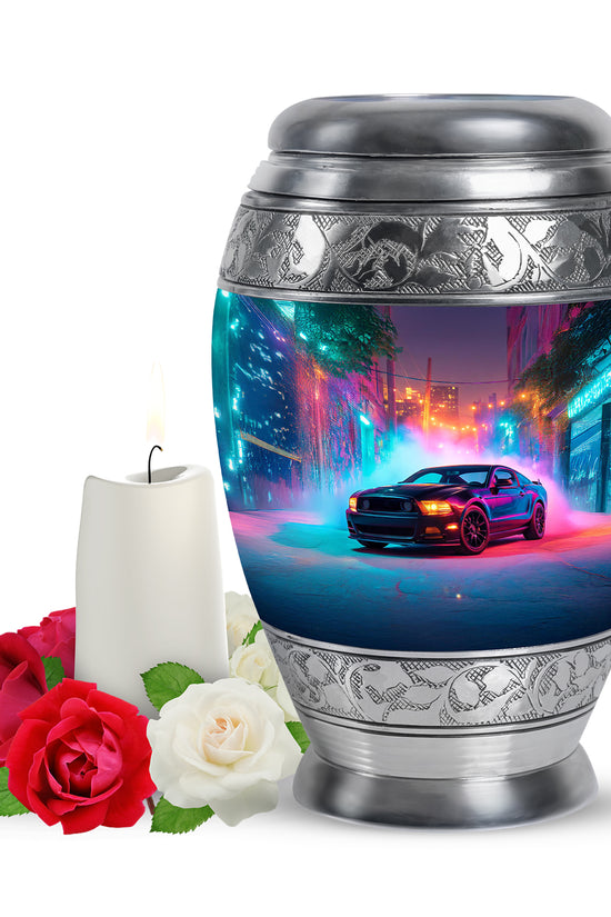 Personalized Elegant Car Cremation Urns - Blue 10-inch, 200 cu in - Karyliz