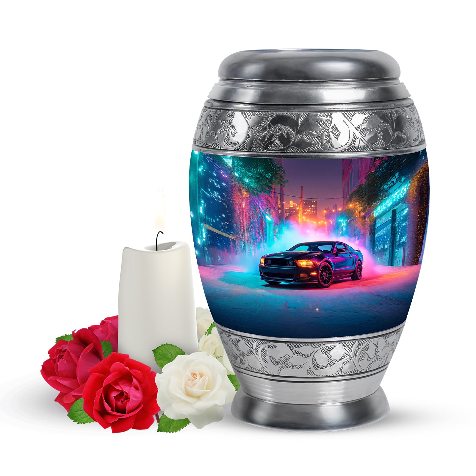 Personalized Elegant Car Cremation Urns - Blue 10-inch, 200 cu in - Karyliz