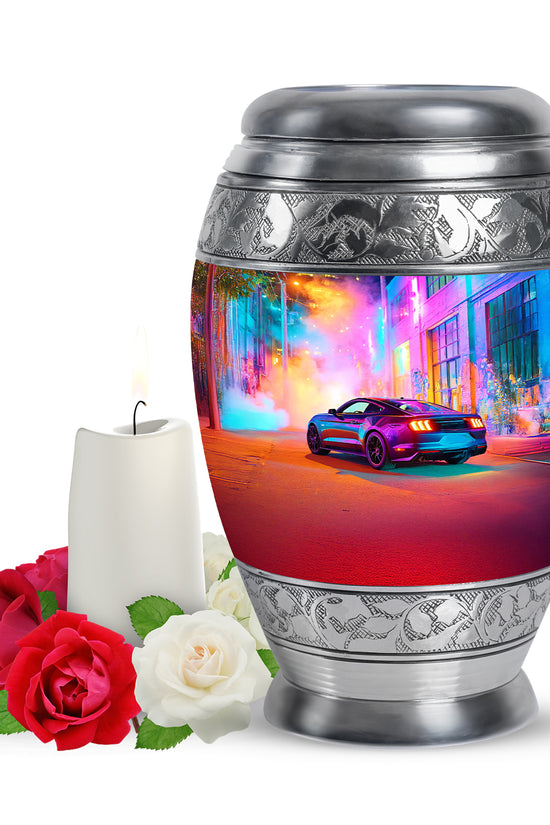 Personalized Purple Cherished Car Cremation Urns for Human Ashes - 10-inch, 200 cu in - Karyliz