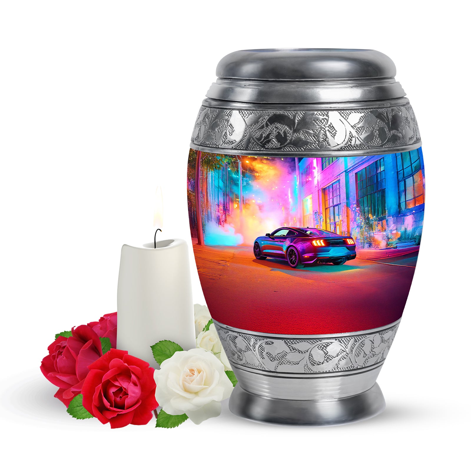 Personalized Purple Cherished Car Cremation Urns for Human Ashes - 10-inch, 200 cu in - Karyliz