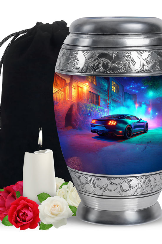 Neon Muscle Car Memorial Urn - Muscle Car Urns For Ashes
