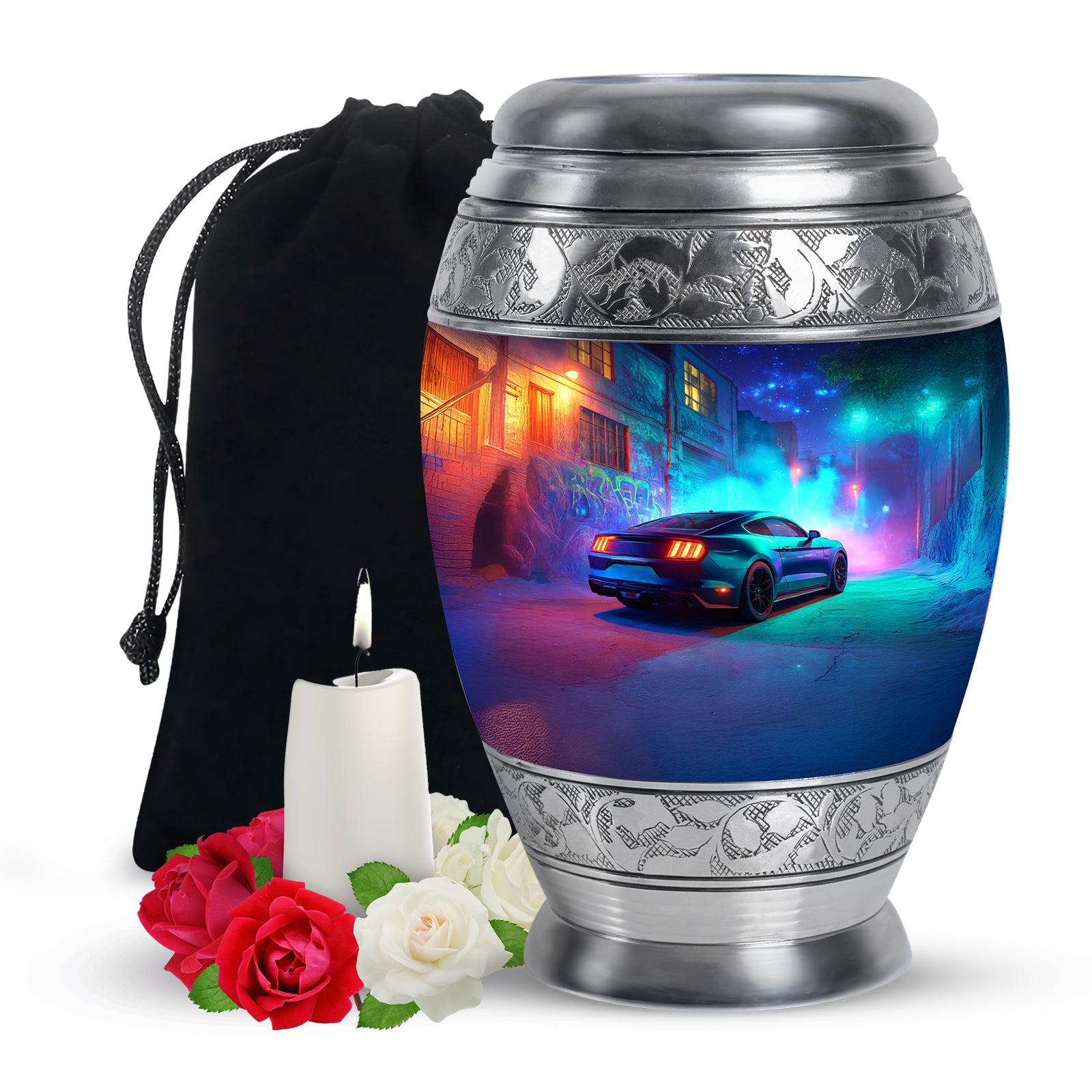 Neon Muscle Car Memorial Urn - Muscle Car Urns For Ashes