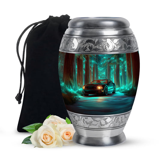 American Muscle Car Memorial Urn - Neon Green Urn For Funeral Ashes